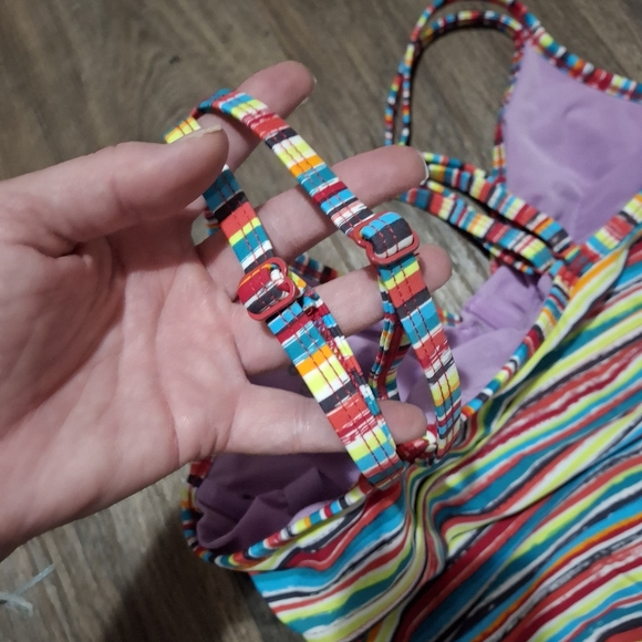 2pc Athleta Montego Stripe Ruched Tankini Swimsuit. - Picture 8 of 15